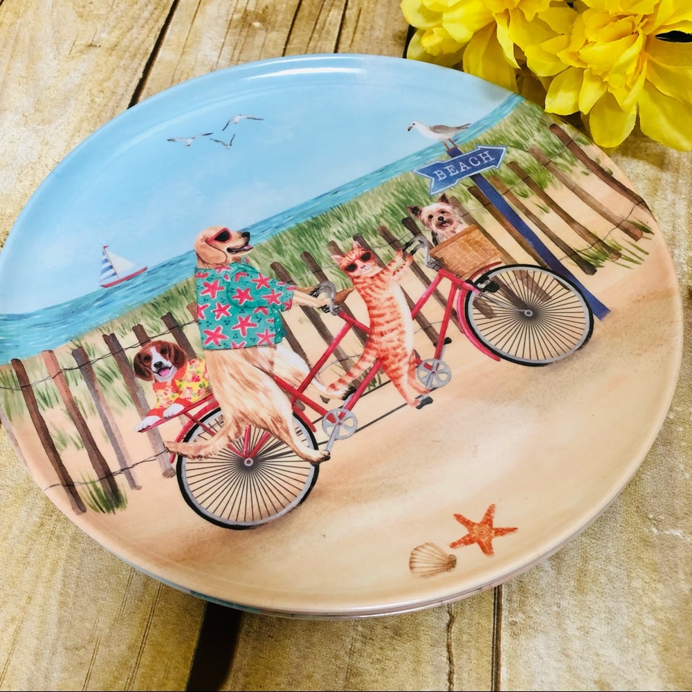 “Dogs on Bicycle” (Set of 4 Plates) - Picture 2 of 6